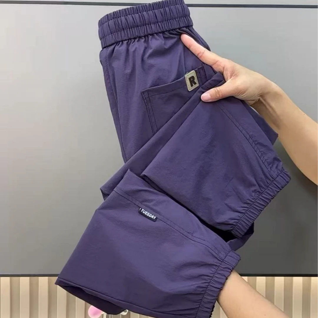 夏季哈伦裤薄款高腰九分裤休闲裤速干裤弹力宽松休闲运动时尚高腰