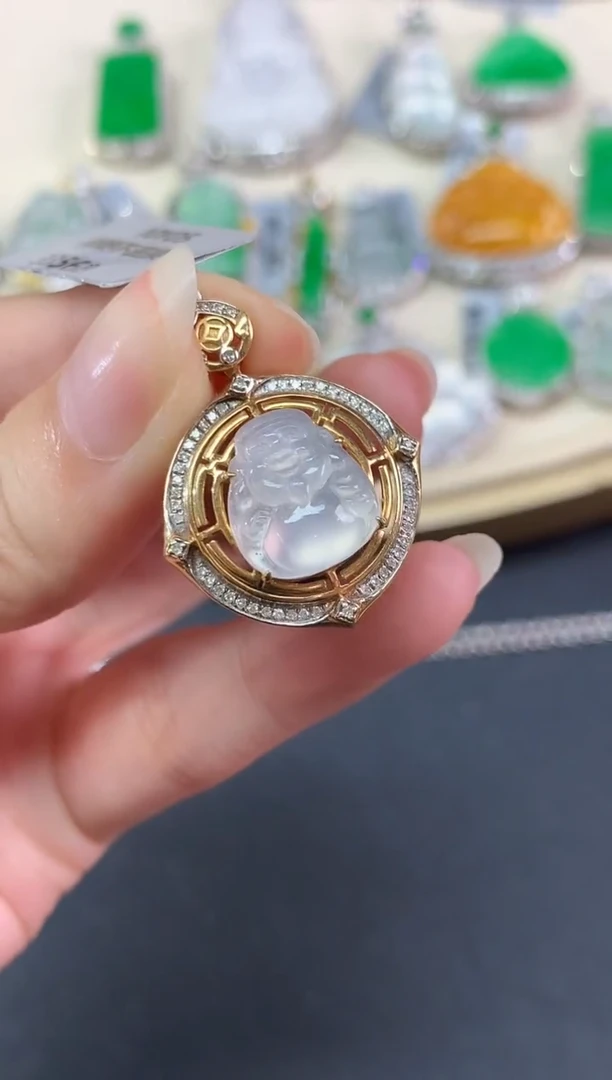 吊坠(不含链)18K金镶嵌翡翠吊坠(不含链)|5800