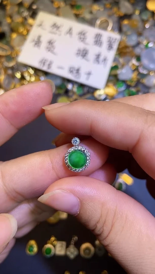 翡翠银S925镶嵌吊坠(不含链)1