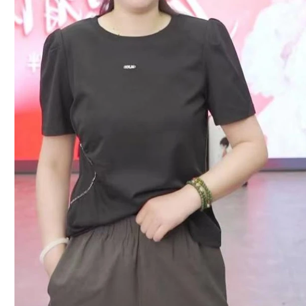 7021-1 小众设计感褶皱别致t恤打底衫 TX/1213