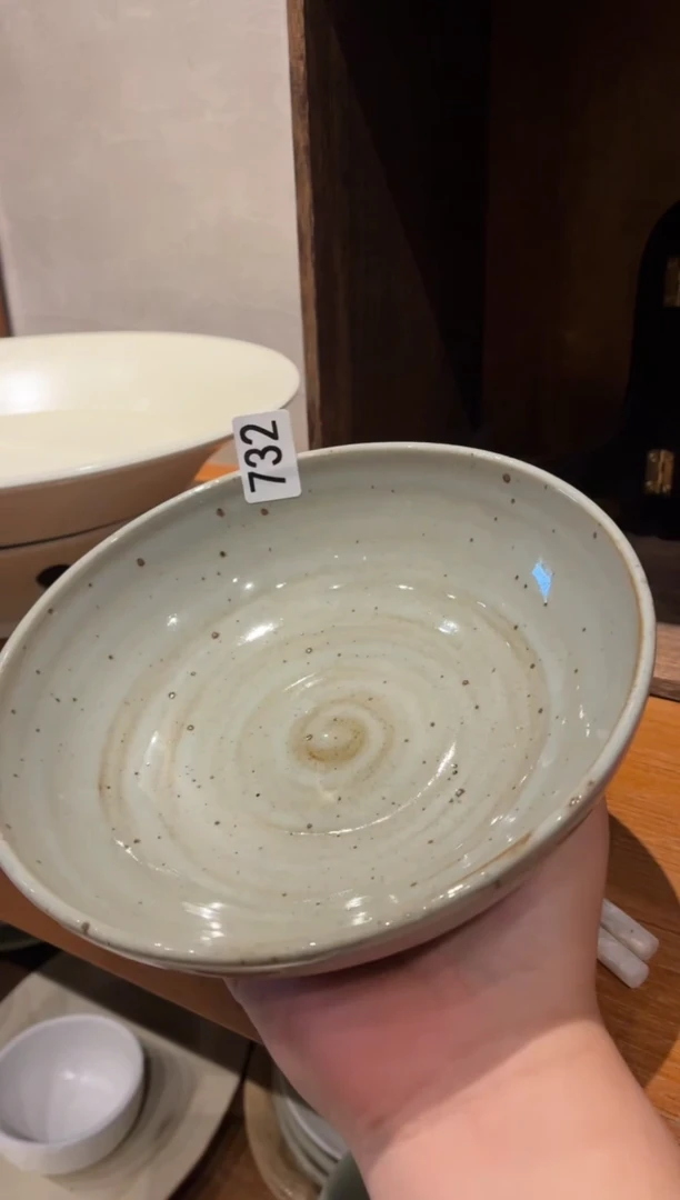 瓷片S**n732 灰麻点深盘1个