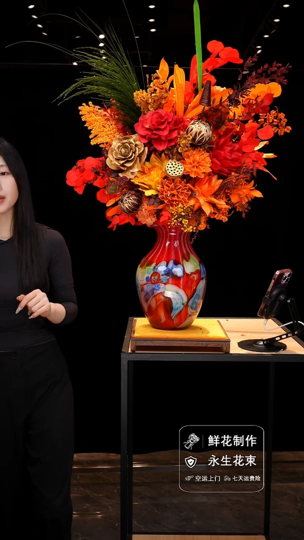 手工艺品琉璃手工花器花束空运包邮送货上门-以图片为准