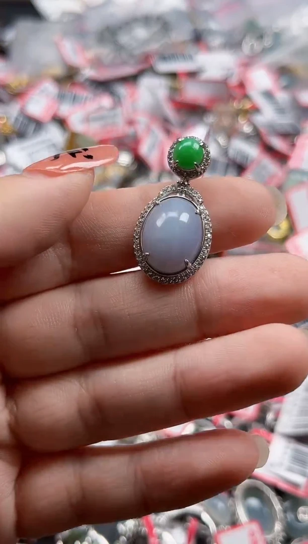 银S925镶嵌戒指翡翠天然A货缅甸翡翠