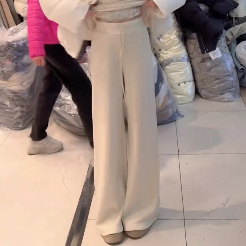 冬季加绒高腰显瘦直筒微喇裤子百搭休闲裤LK2507793