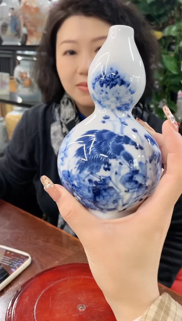 【闪购商品】048陶瓷供应链青花牡丹鹌鹑画片葫芦瓶
