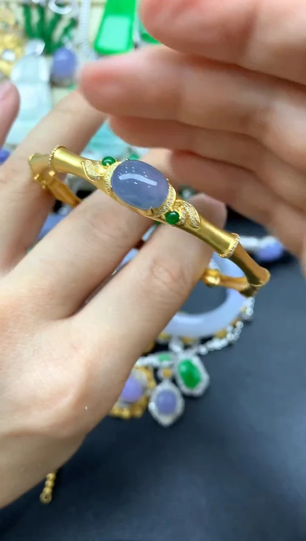 【闪购商品】翡翠手镯18K金镶嵌606-中国好珍宝