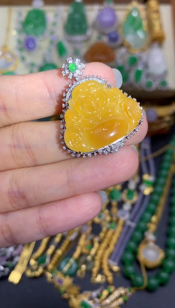 翡翠18K金镶嵌颈饰517-中国好珍宝