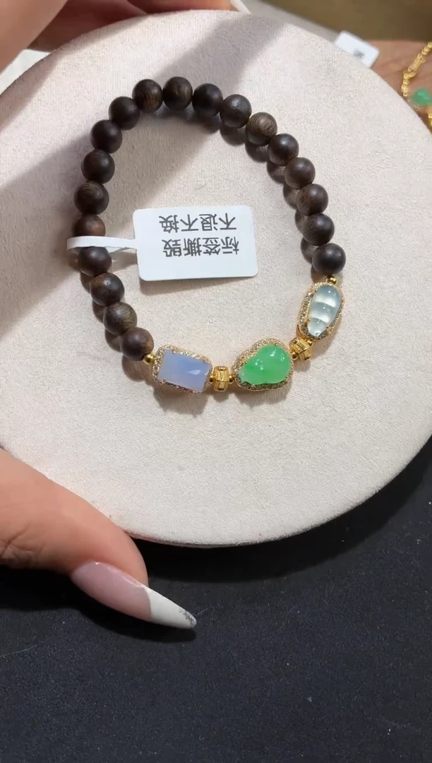 银S925镶嵌手链翡翠手串