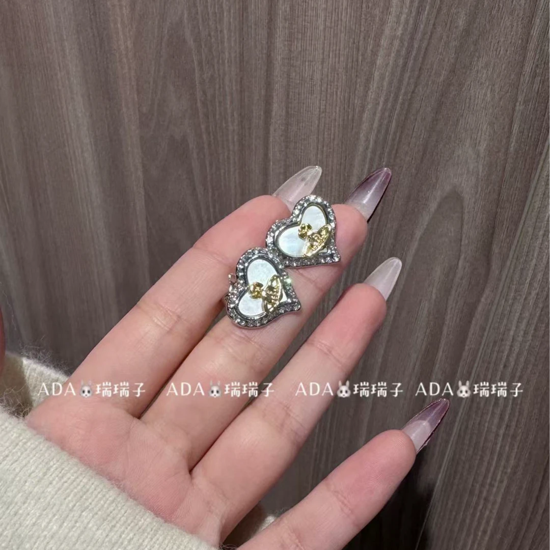 铜合金耳饰 438 快乐星球太后土星白贝耳钉