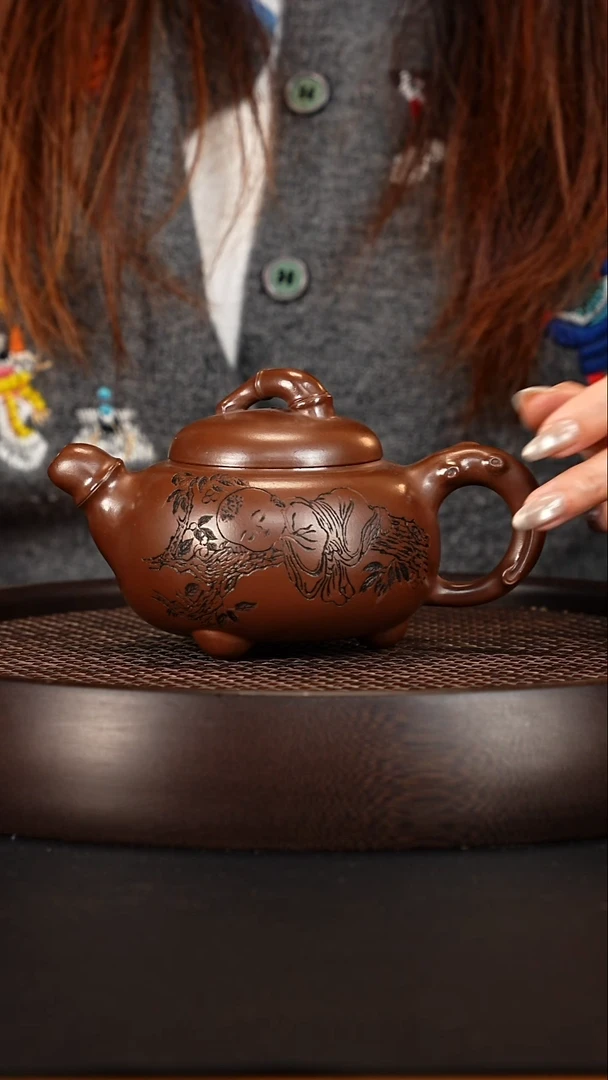 茶壶紫砂 宜兴紫砂壶底漕清3足匏樽300cc