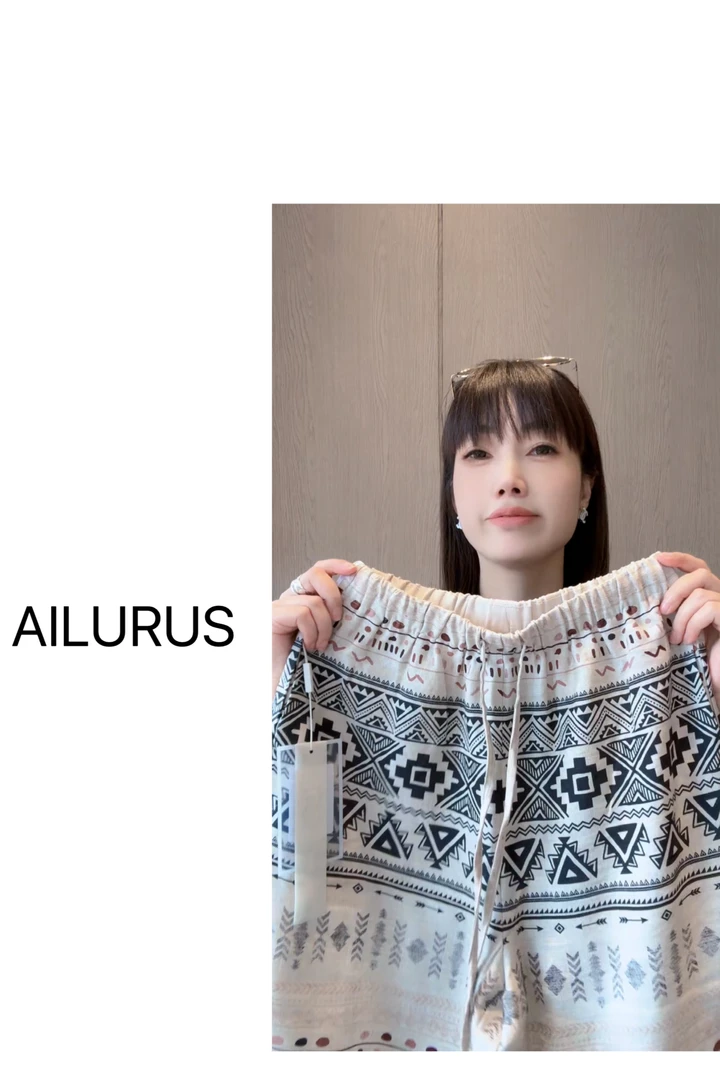 AILURUS【星空花海】2025深圳欧货夏季亚麻印花直筒休闲裤