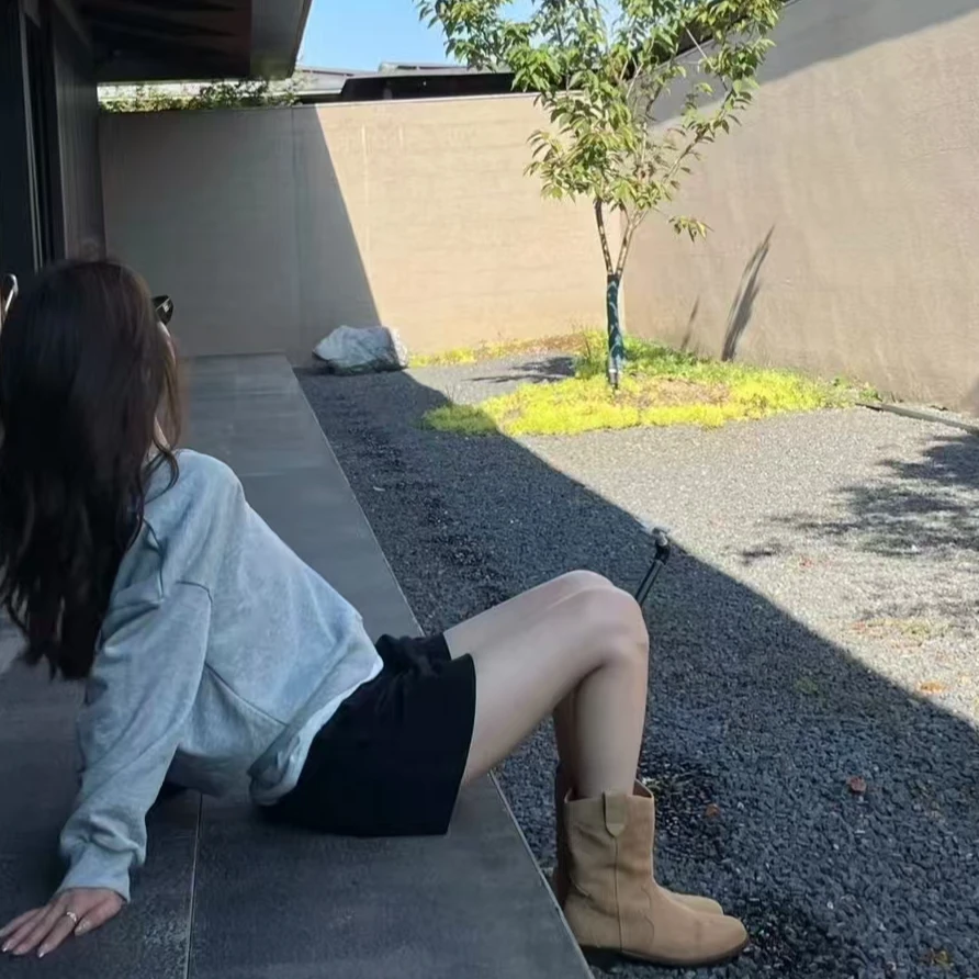 复古粗跟短靴套筒网红显瘦骑士靴6503-2