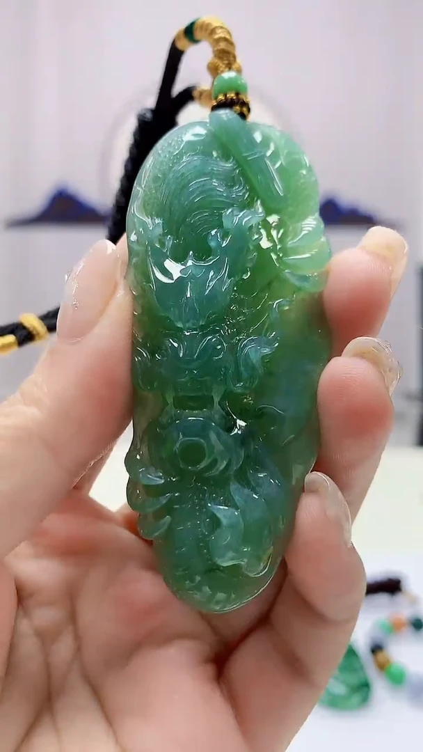 定制翡翠未镶嵌4898ms-毛货91龙牌