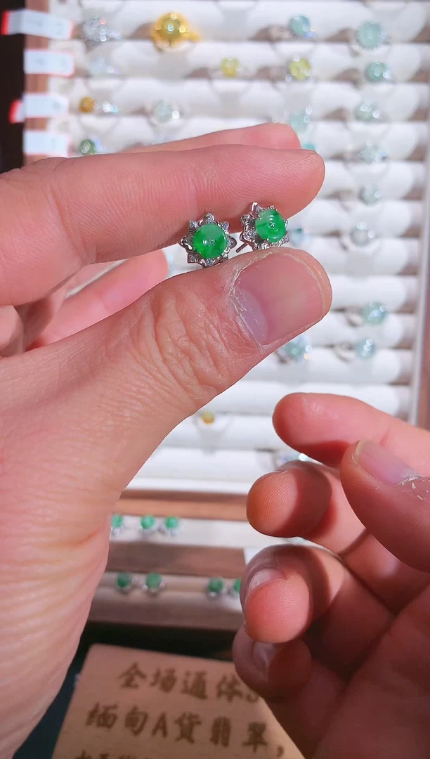 银S925镶嵌戒指翡翠那****1S925银镶翡翠平安扣女饰品