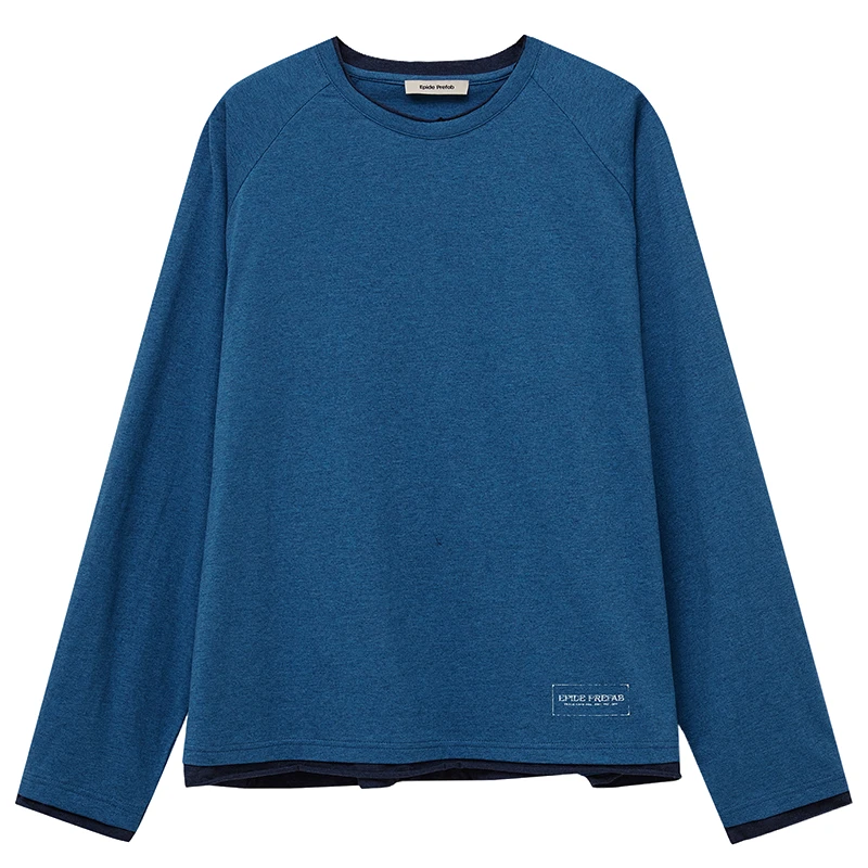 【DoubleCheck】Epide Prefab复古撞色拼接假两件长袖T恤TEE