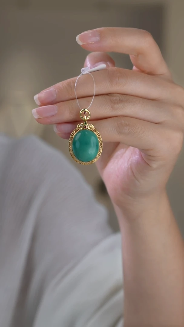 18K金镶嵌绿松石吊坠(赠链)1