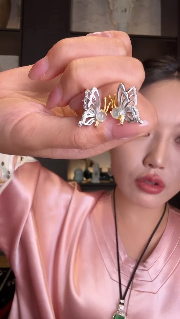 银S925镶嵌翡翠耳饰118