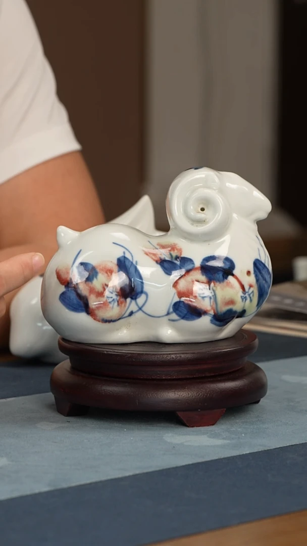 摆件【玉风窑】 煤窑青花 十二生肖大款【羊】微瑕介意勿拍