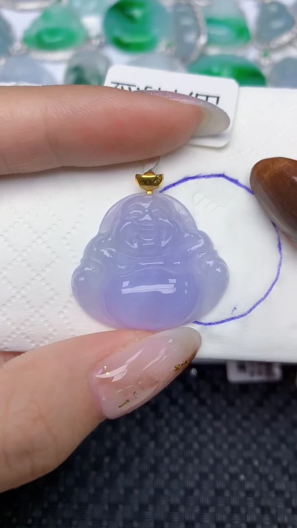 颈饰18K金镶嵌翡翠天然缅甸翡翠a货百元以上9元证书费自理