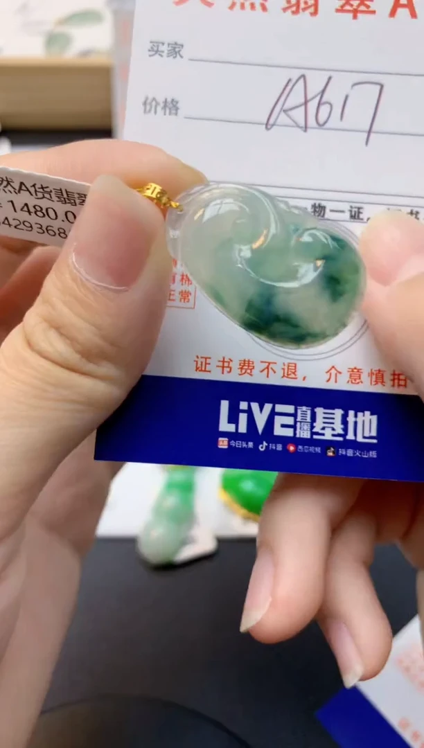 颈饰18K金镶嵌翡翠天然缅甸A货翡翠