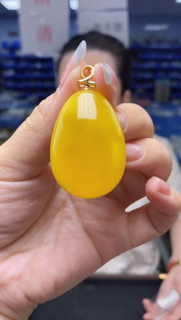 蜜蜡吊坠(不含链)18K金镶嵌G14291