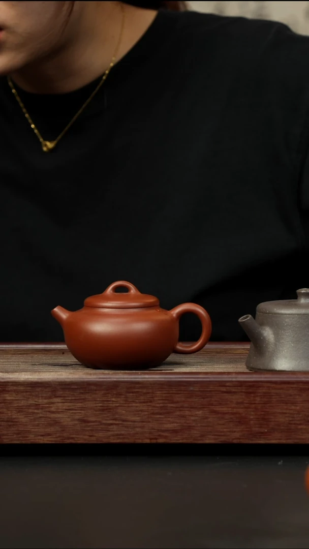 紫砂茶壶老红泥圆融壶