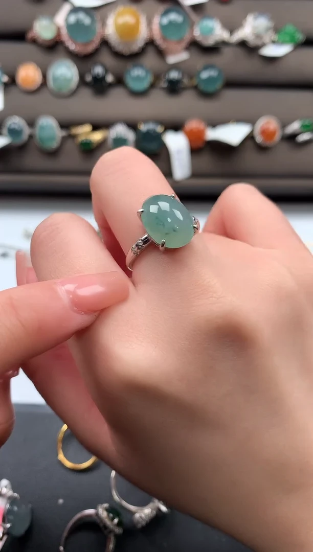 【闪购商品】翡翠戒指银S925镶嵌52141