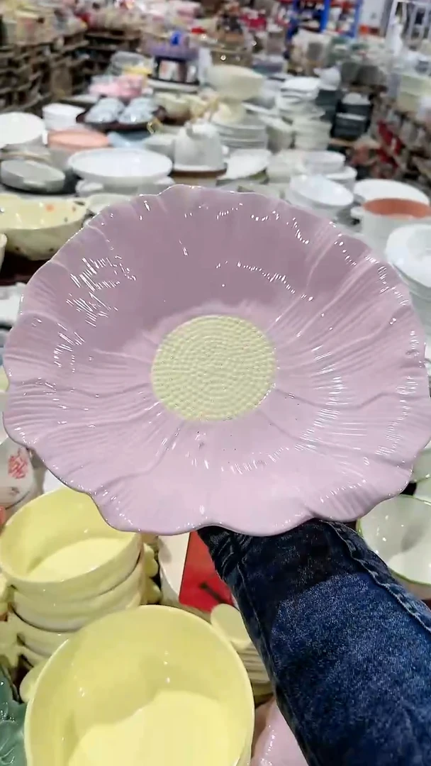 【闪购商品】瓷片花朵盘微瑕 凑满20元包邮