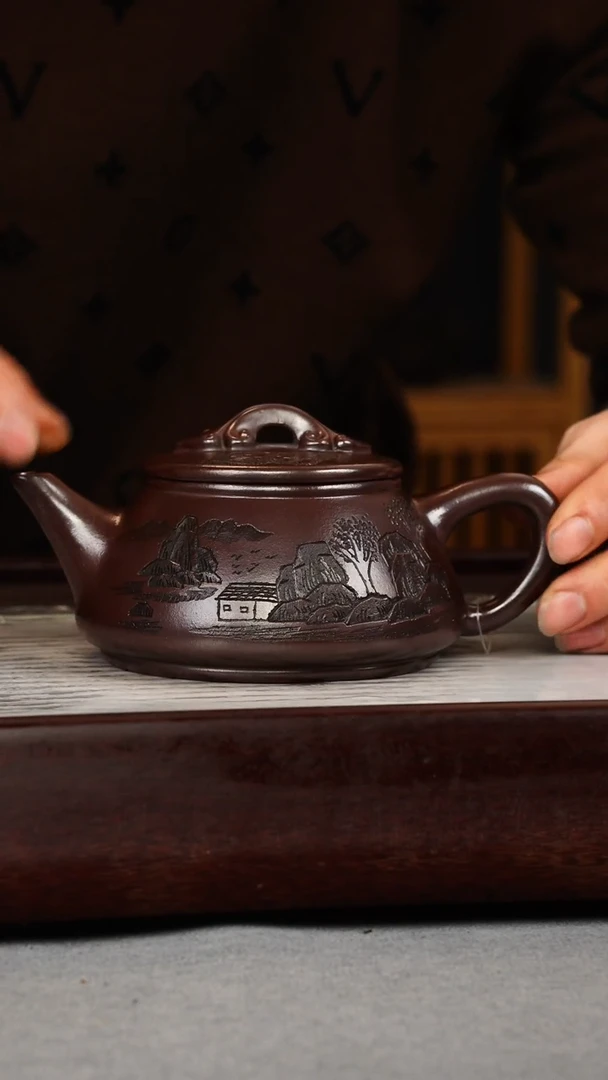 【闪购商品】紫砂茶壶石红 剑流石瓢 观山