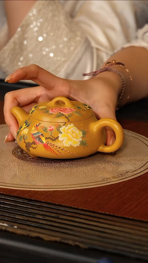 茶壶紫砂宜兴紫砂SJK 富贵金沙 矮石瓢