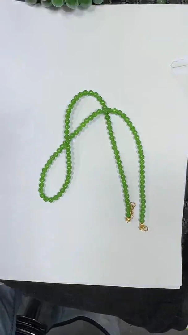 项链未镶嵌和田玉（碧玉）4m俄料无黑点项链