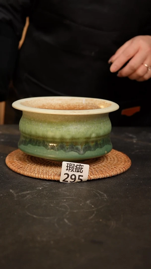 【闪购商品】瓷片295泥泥手工花盆口14高10