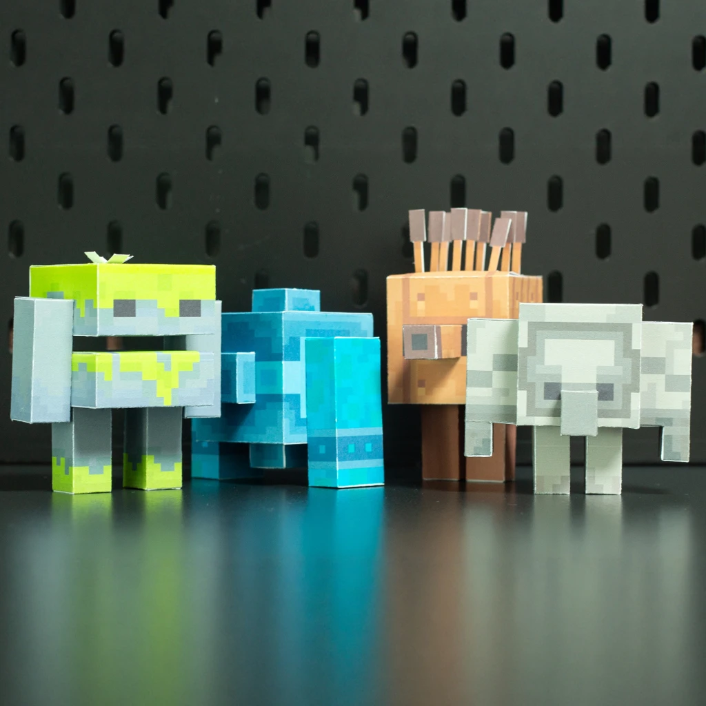 我的世界传奇苔藓木板圆石砂轮傀儡手工diy纸模型人偶手办周边玩