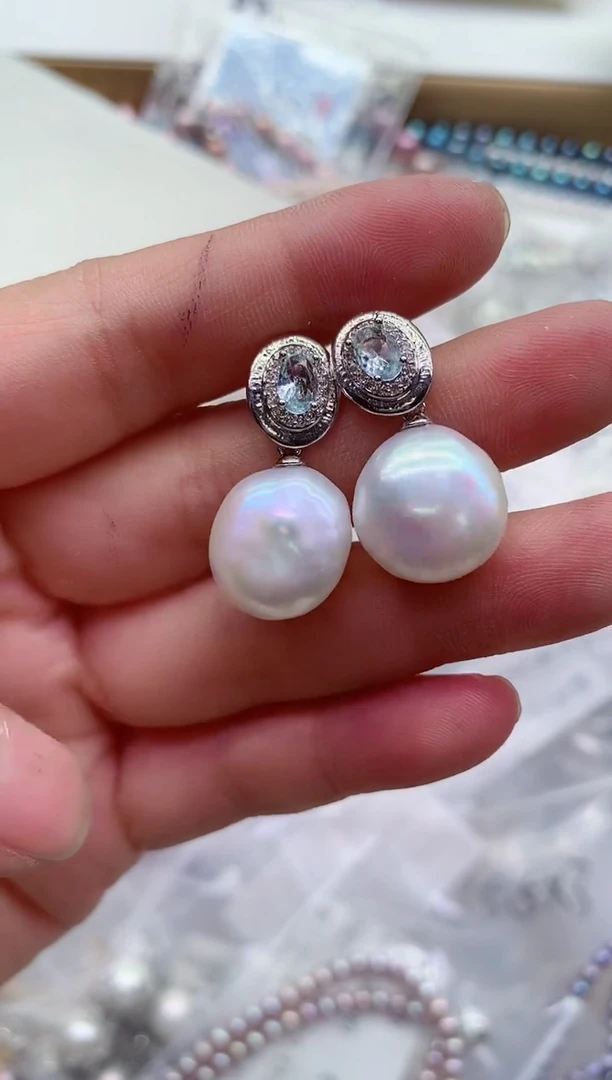 合金淡水珍珠耳饰多样性发其一，非无暇