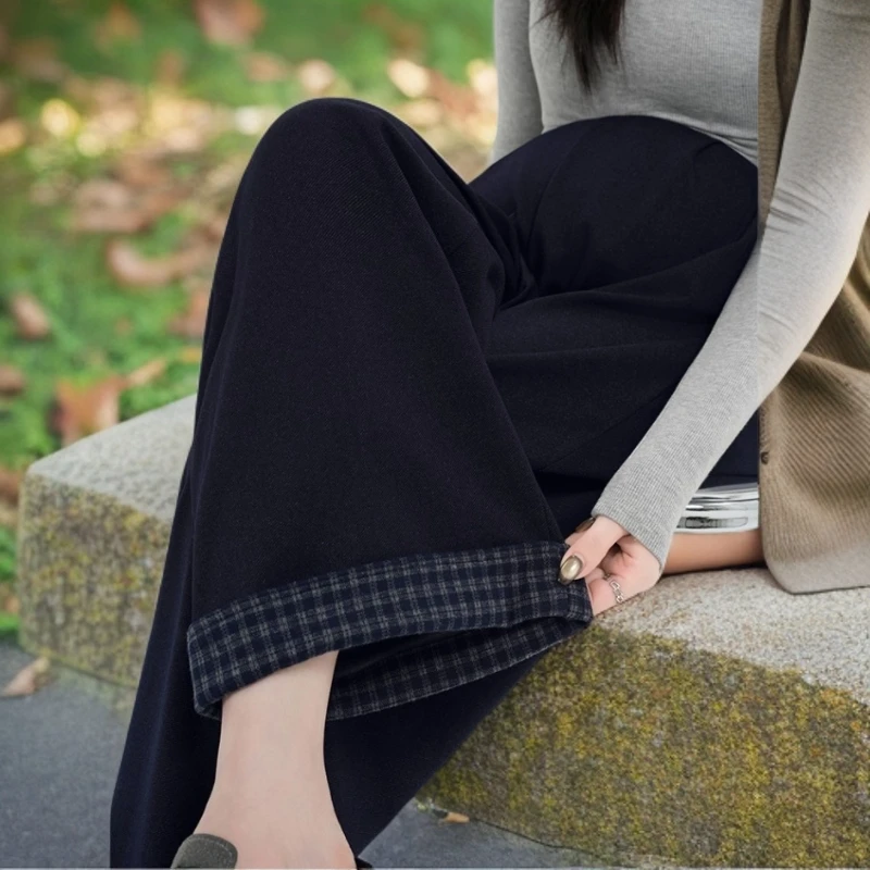 孕妇装秋冬新款外穿阔腿裤加绒保暖长裤春秋装无托腹布孕妈直筒裤