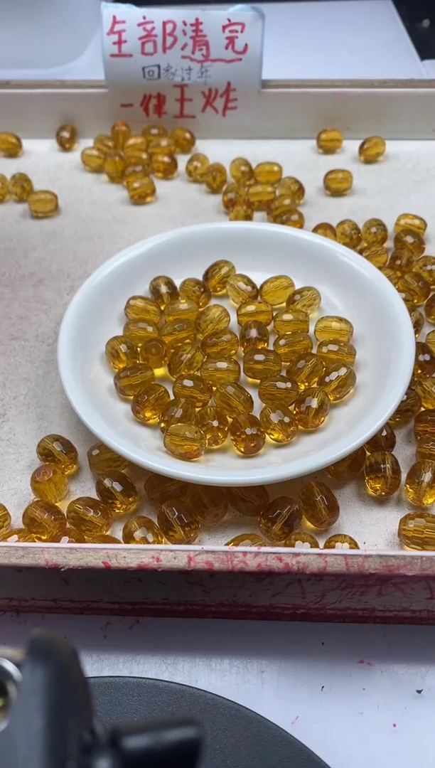 【闪购商品】水晶颈饰未镶嵌w2309全净体黄水晶切面桶珠*4颗