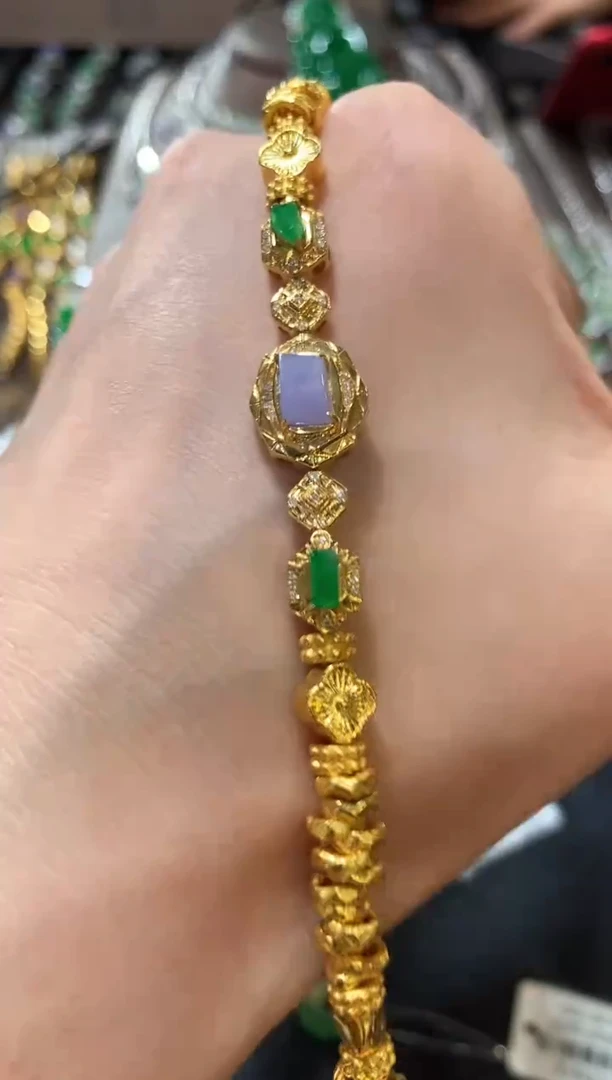 足金镶嵌手链翡翠m85多样性一件发货