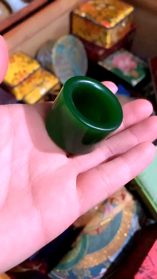 【闪购商品】和田玉(碧玉)戒指未镶嵌德诚精品专属摆件
