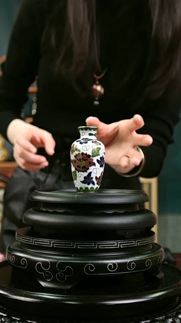 非遗 景泰蓝花卉赏瓶 小  带回流证书