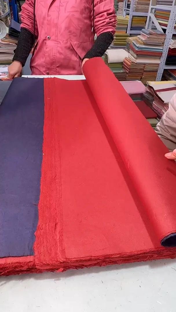 雨**法纯手工四尺整张50张红色楮皮笺