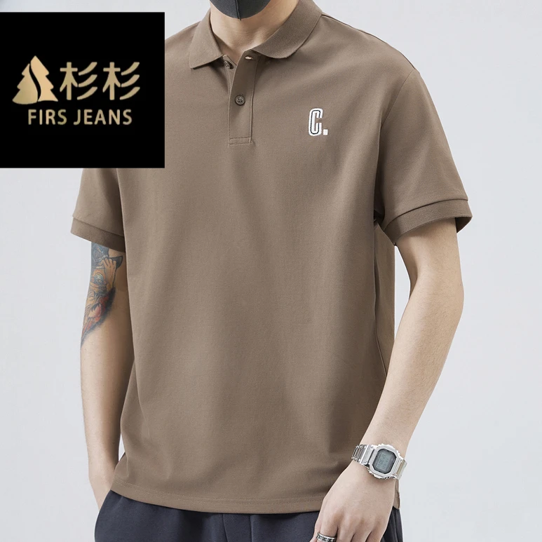 FIRS JEANS杉杉polo衫男2025新款春秋薄款短袖t恤男士潮牌宽松t恤