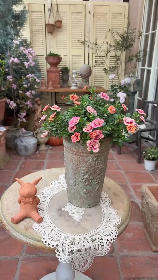 红陶印第安花盆口径19高度27