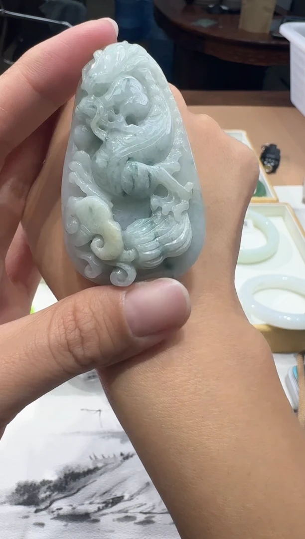 颈饰未镶嵌翡翠【瑞睿珠宝】翡翠龙牌
