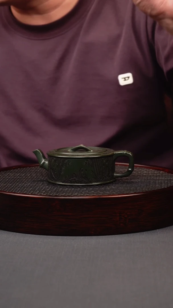 茶壶紫砂绿泥竹节花器