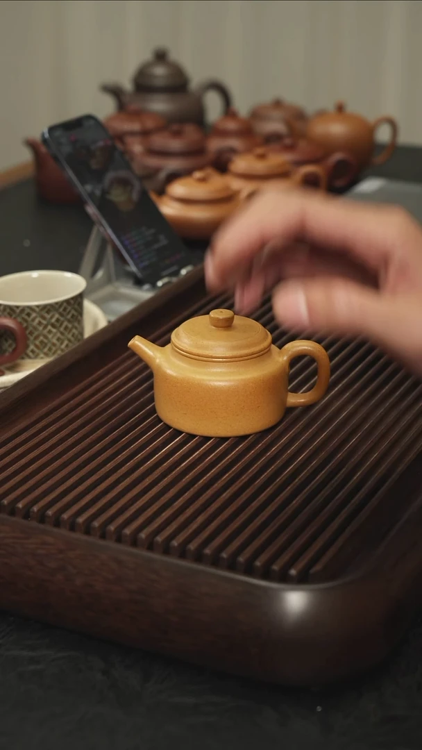 茶壶紫砂盖子松的黄金段德钟150cc