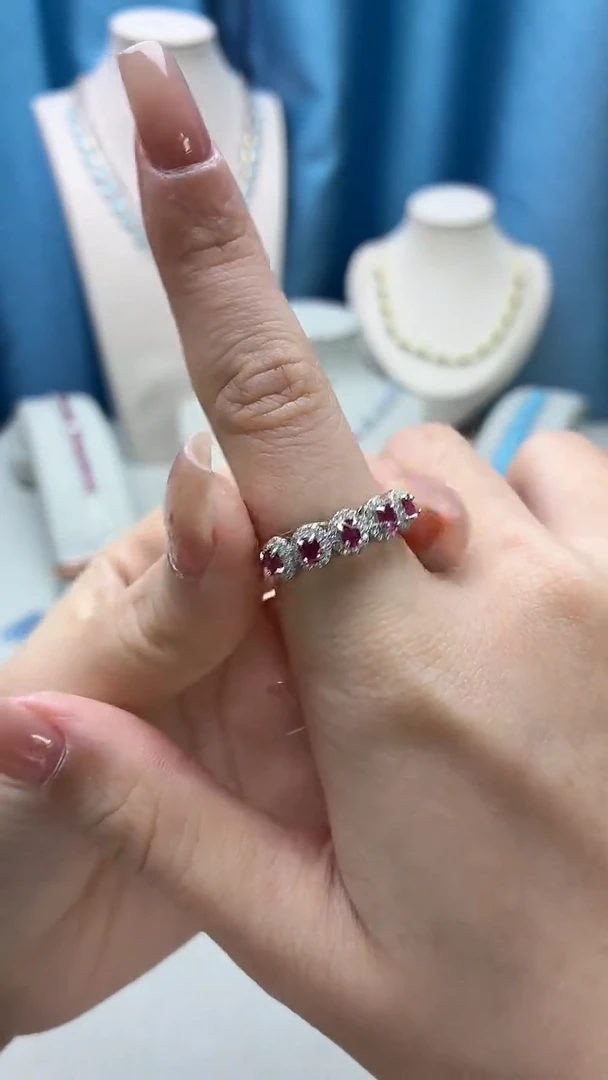 银S925镶嵌戒指红宝石045JH0101产品一个（多样性）