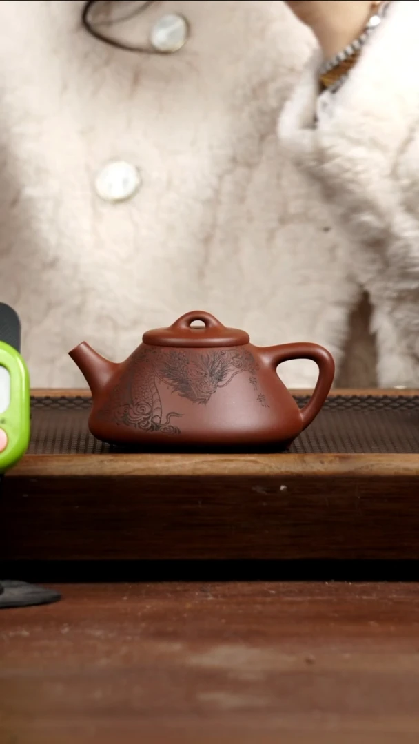 茶壶紫砂宝*a刻绘南海龙王四号井底槽青子冶石瓢225CC
