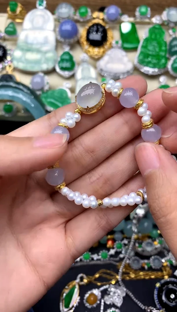 【闪购商品】翡翠手串18K金镶嵌343-中国好珍宝