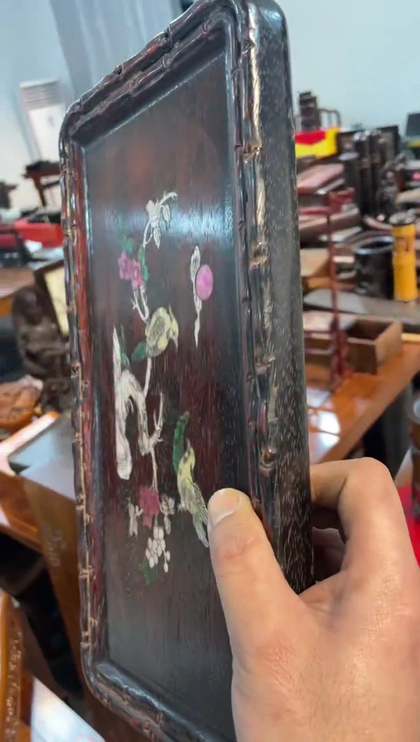 【闪购商品】木紫檀彩贝窄茶盘