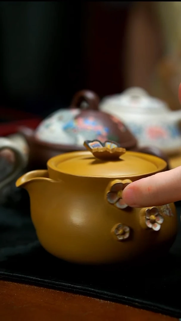 茶壶紫砂黄金段光素宝瓶壶
